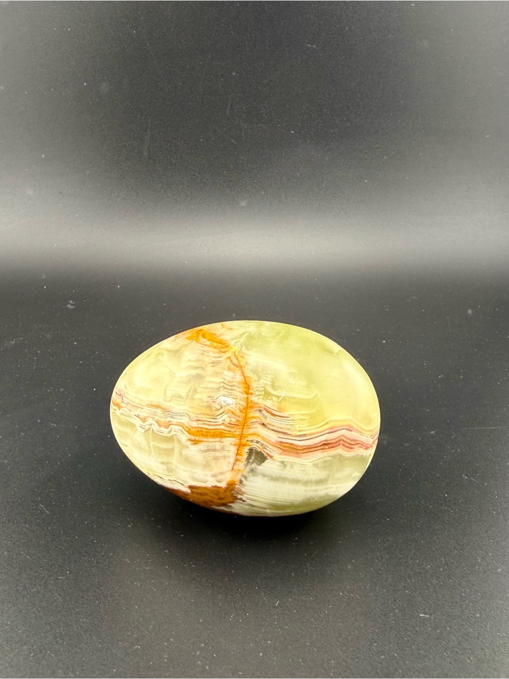 Vintage Green Onyx Marbled Alabaster Stone Egg Figurine Hand Carved 3.5"